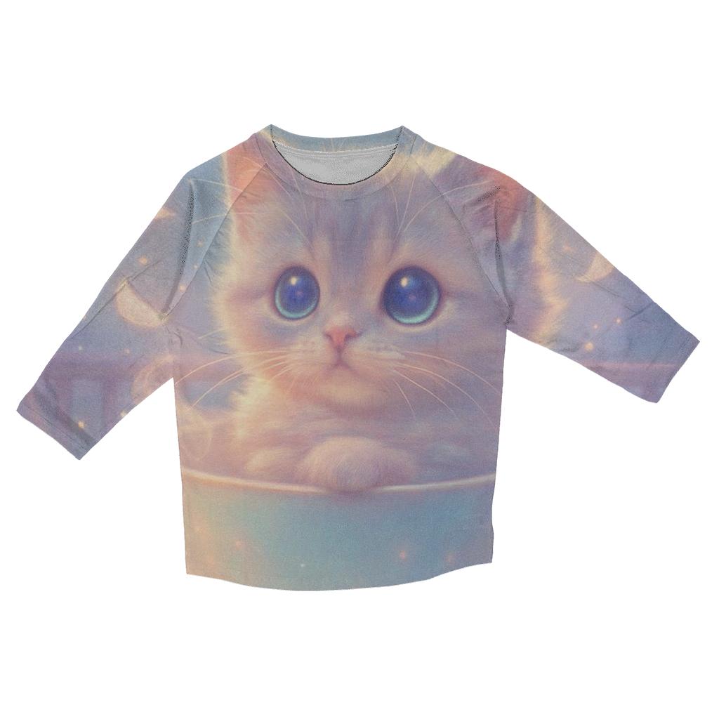 Starlit Tea Time Kitten designer 3/4 sleeve blouses