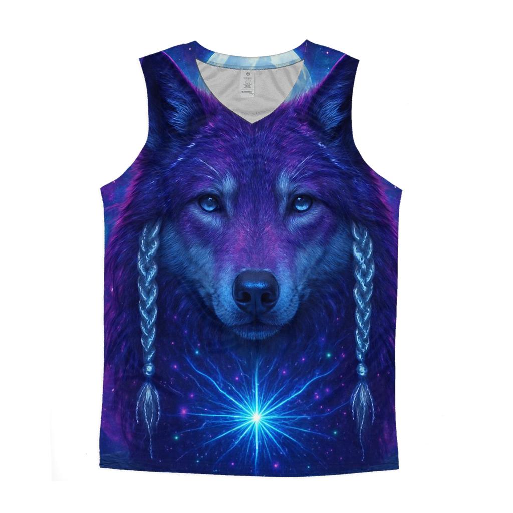 Nebula Sentinel Wolf cotton sleeveless tops