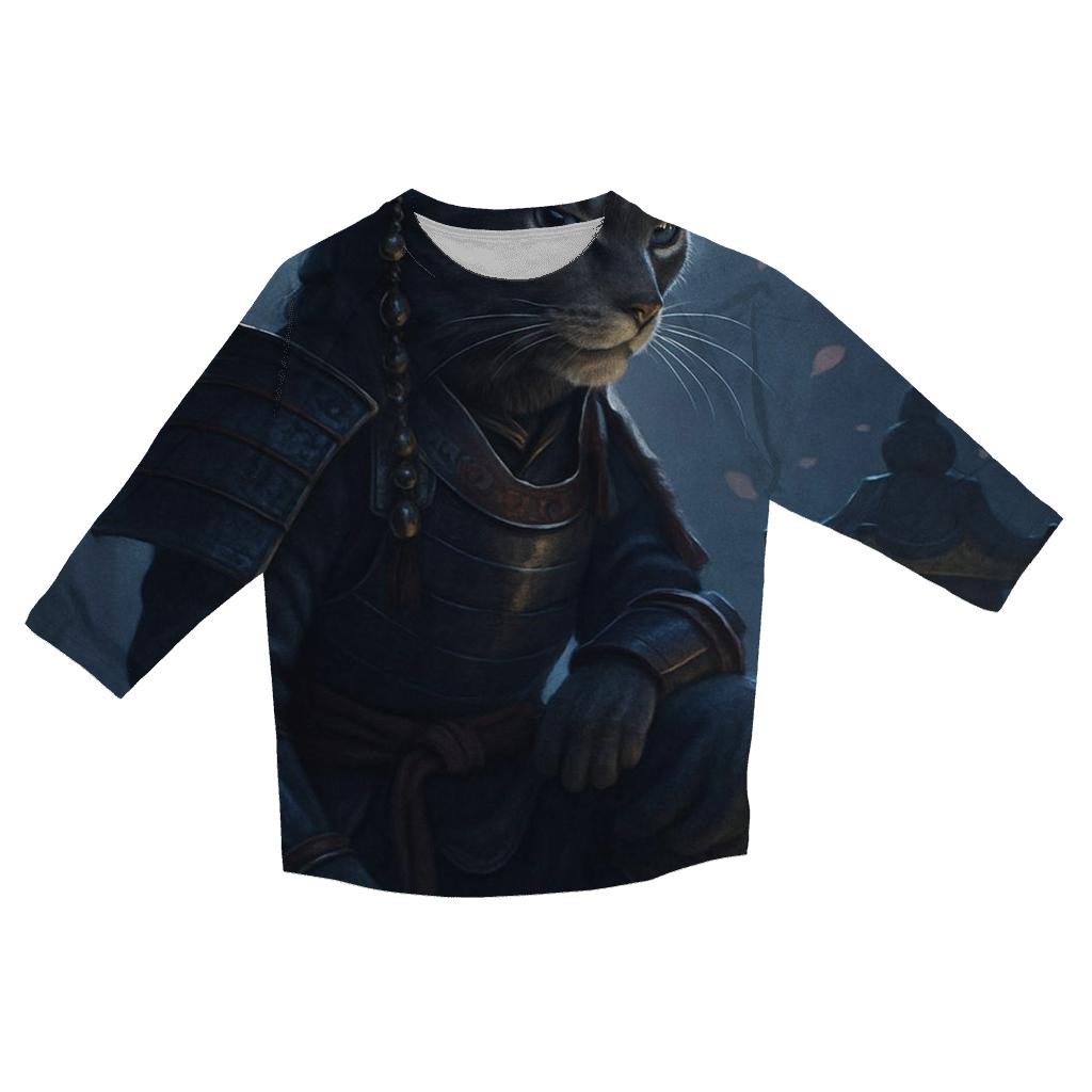 Samurai Moon Sentinel printed three quarter sleeve shirts