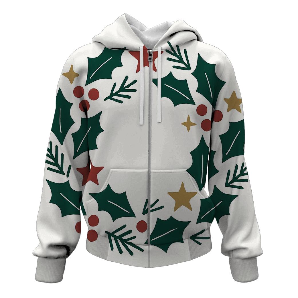 Starlit Holly Wreath designer hoodies