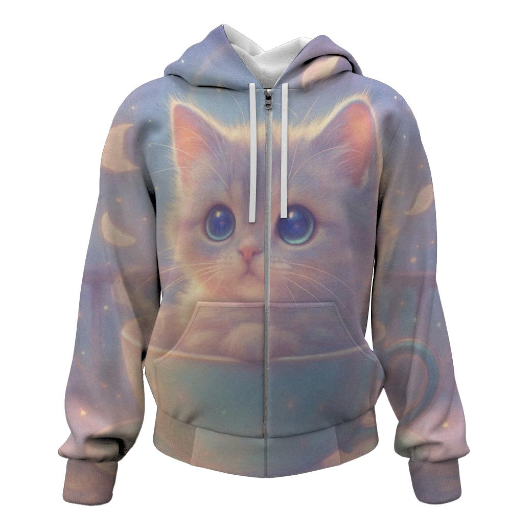 Starlit Tea Time Kitten embroidered hoodies