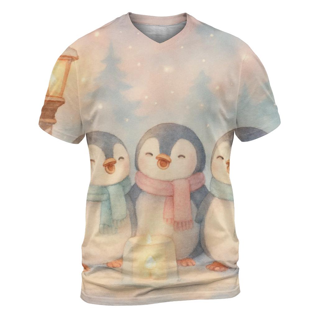 Penguin Carolers On Ice Lantern Lane designer pattern shirts