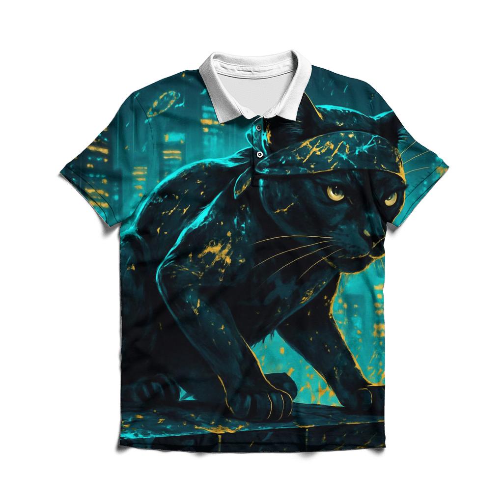 Midnight Neon Panther personalized polo shirts