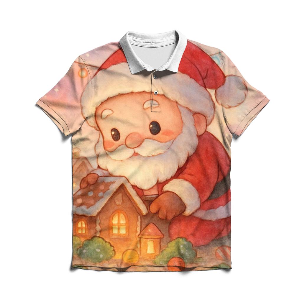 Gingerbread Garden Santa embroidered polo tops