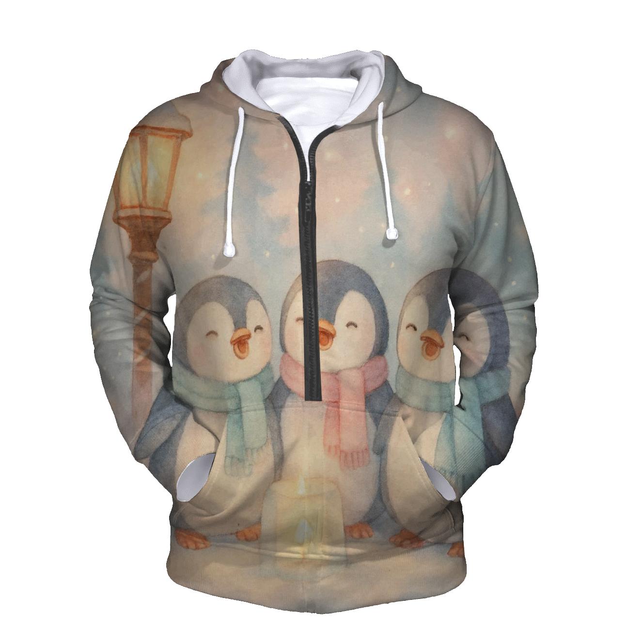 Penguin Carolers On Ice Lantern Lane embroidered hoodies