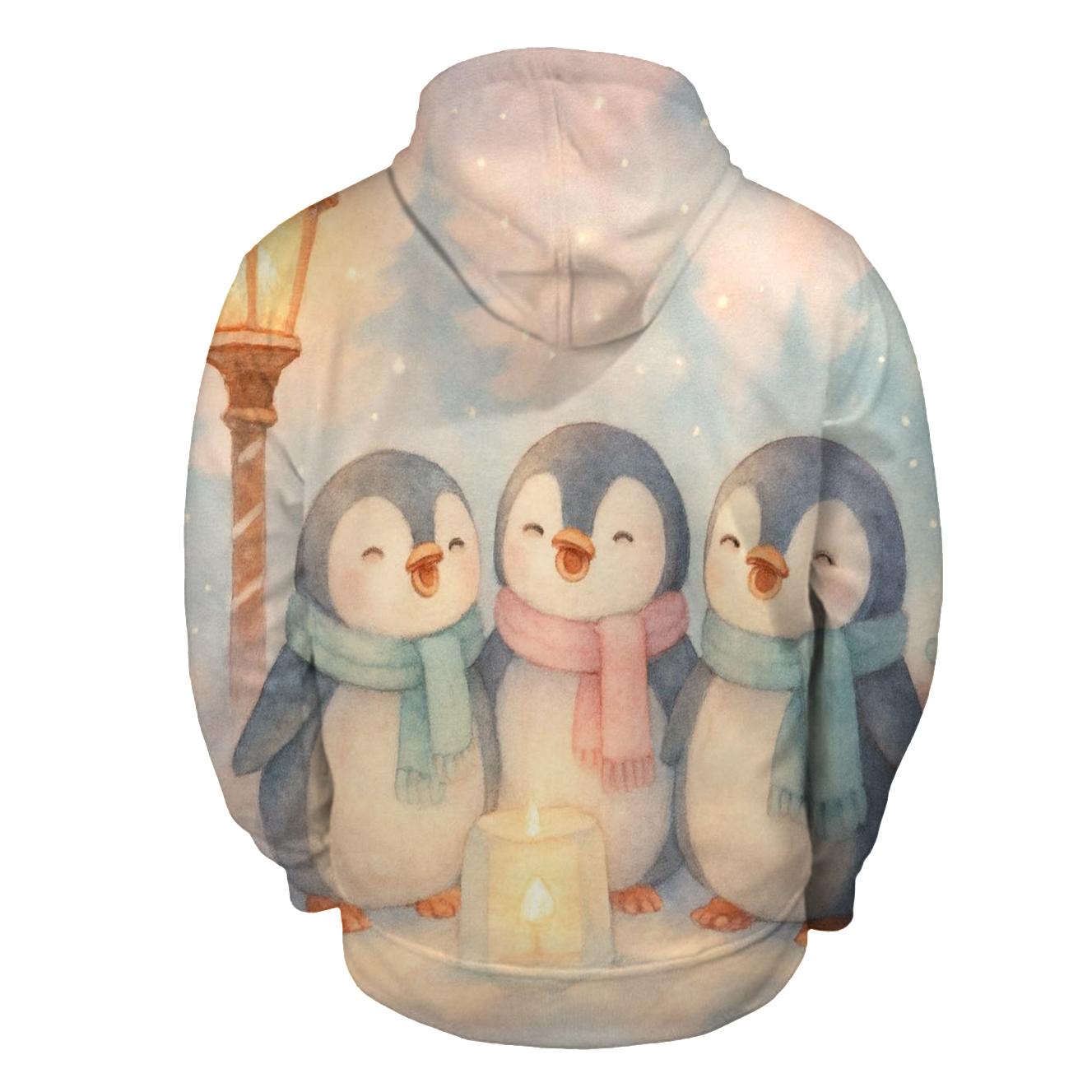 Penguin Carolers On Ice Lantern Lane embroidered hoodies