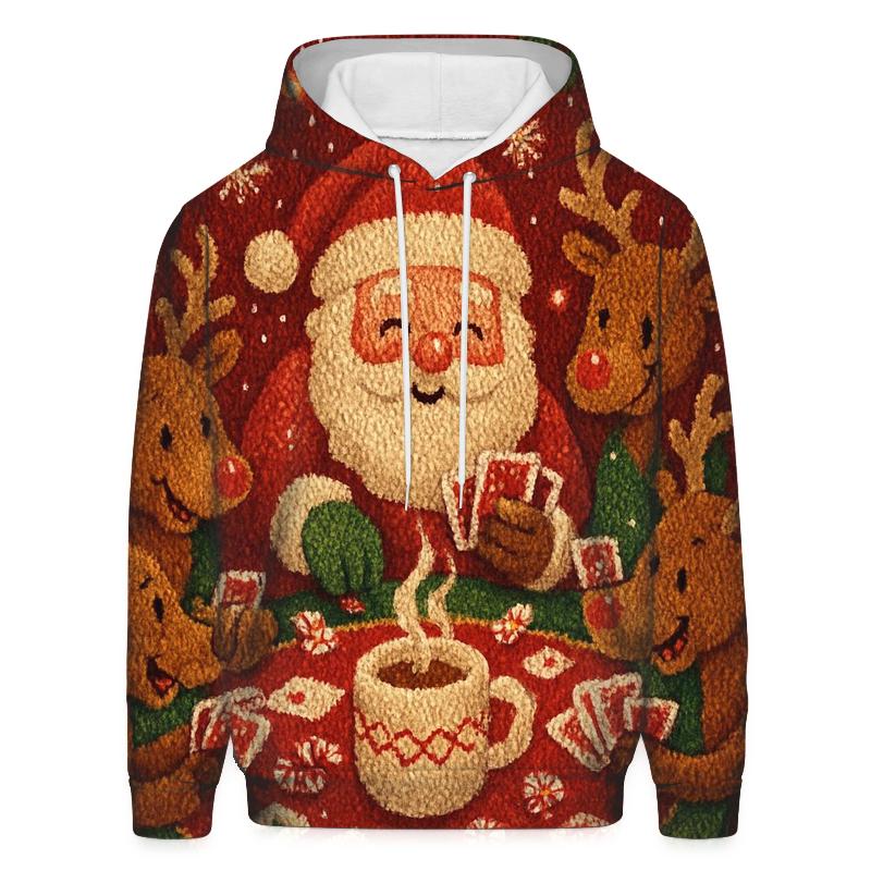 Santas Sleigh Game Night embroidered hoodies