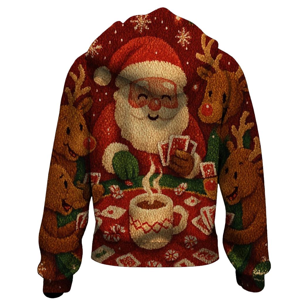 Santas Sleigh Game Night printed hoodies