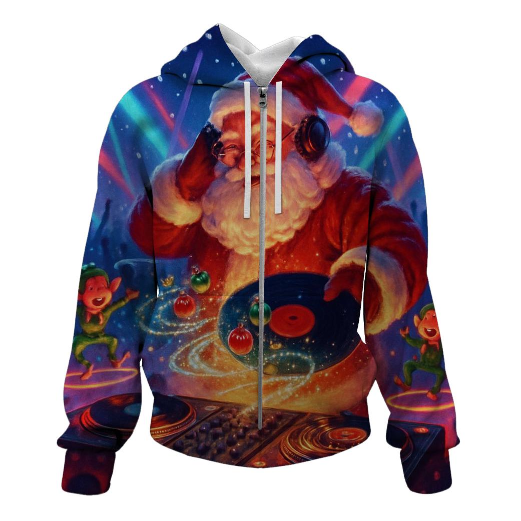 DJ North Pole Santa graphic hoodies