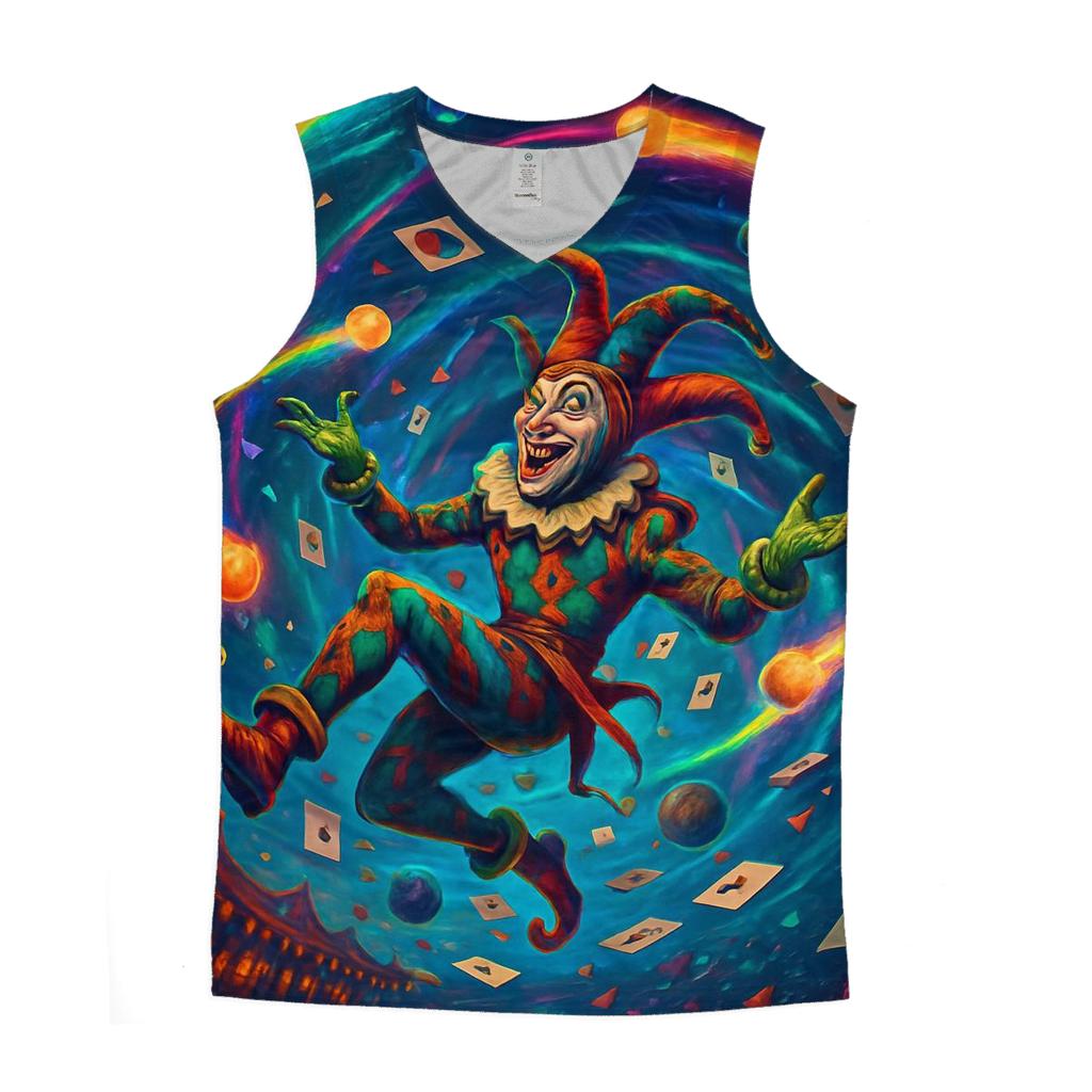 Random Gravity Jester graphic print tank tops