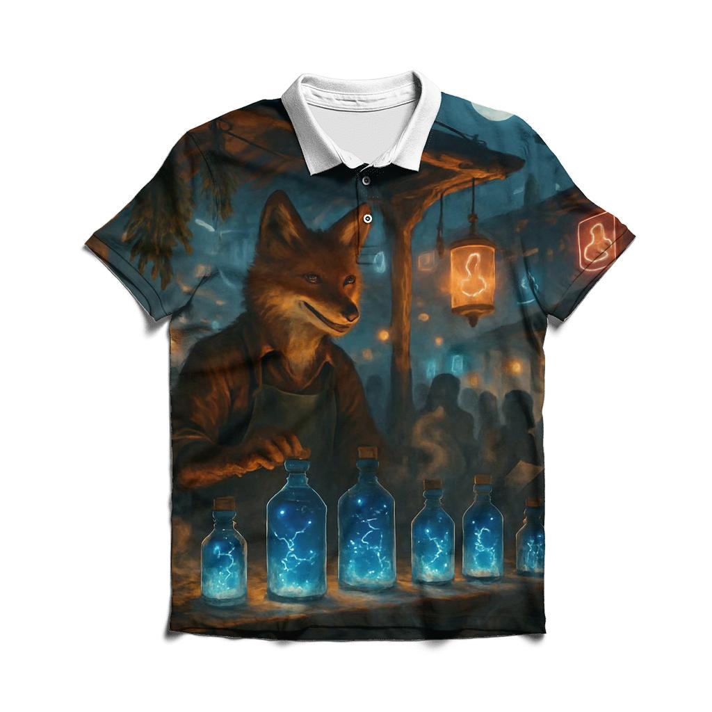 Random Night Bazaar Fox embroidered polo tops
