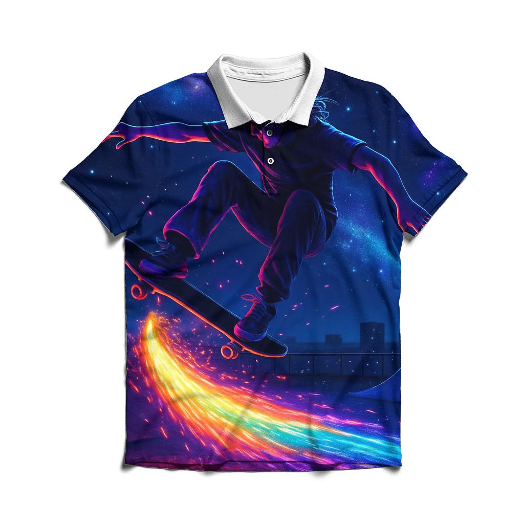 Random Cosmic Skate embroidered polo tops