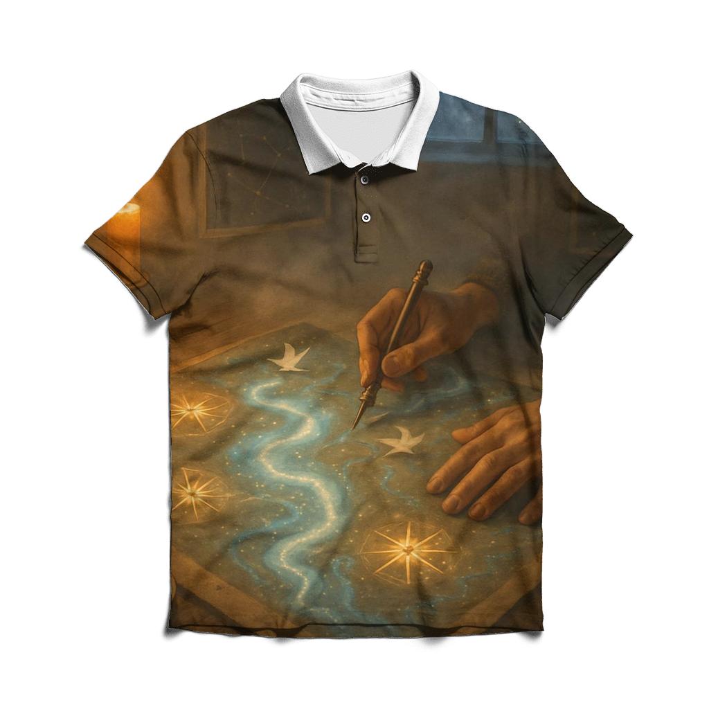 Random Midnight Cartographer personalized polo shirts