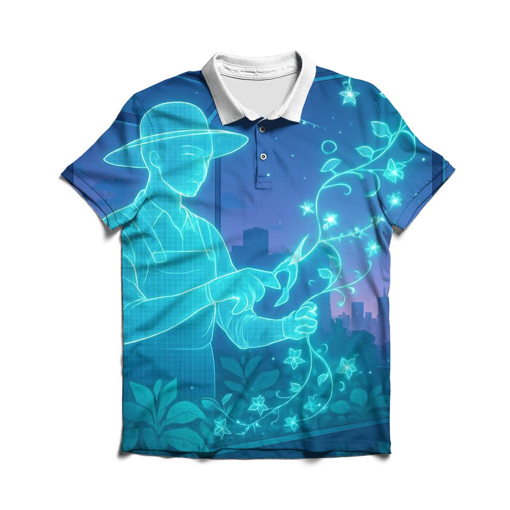Random Hologram Gardener stylish collar polo tees