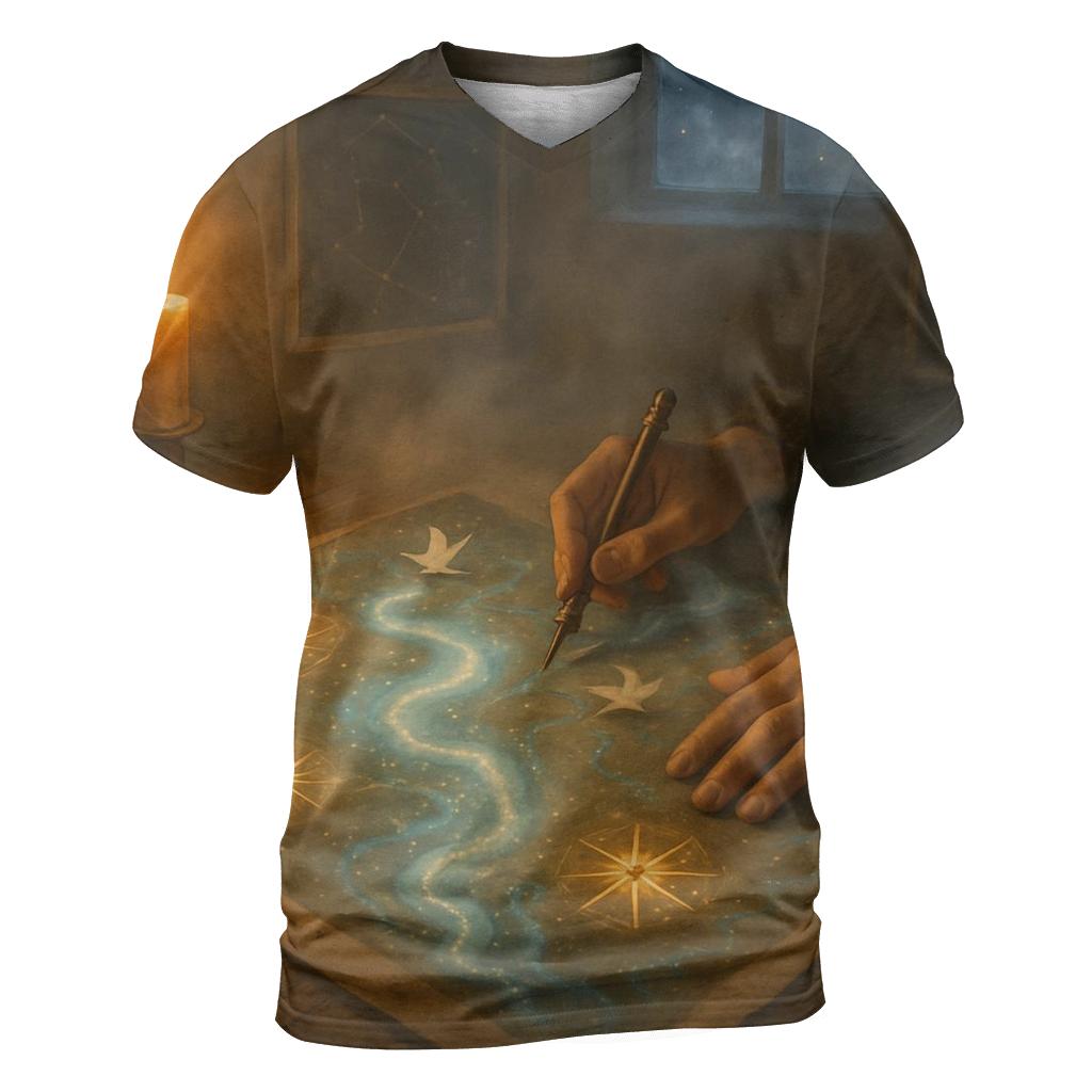 Random Midnight Cartographer unique graphic print tees