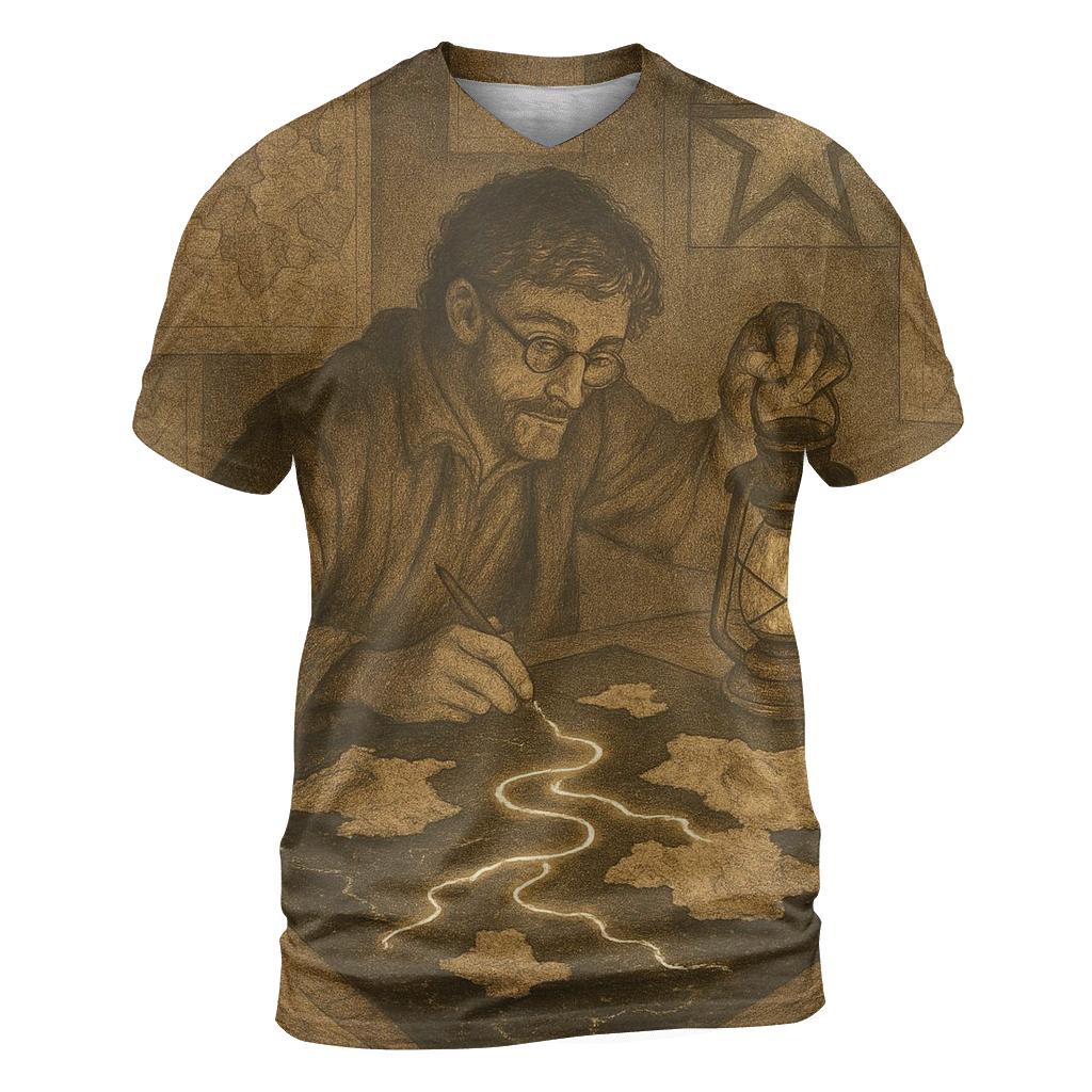 Random Lantern Cartographer creative print fashion shirts