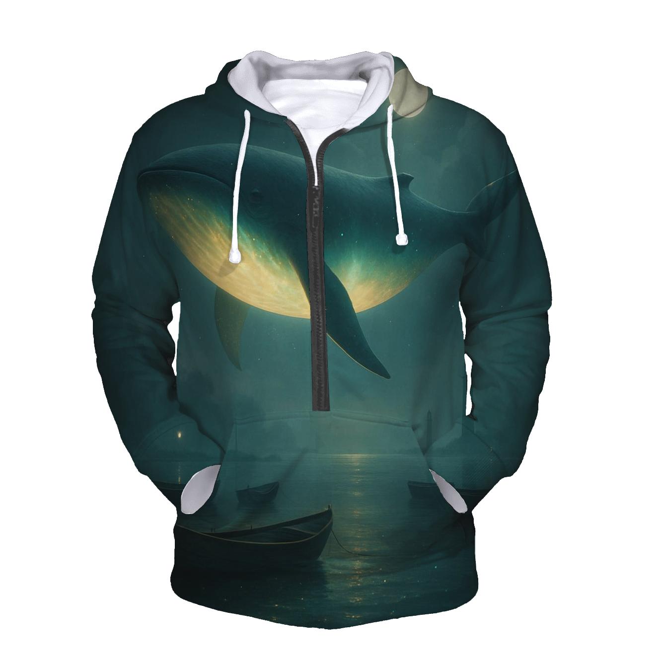 Random Lantern Whale lightweight hoodies