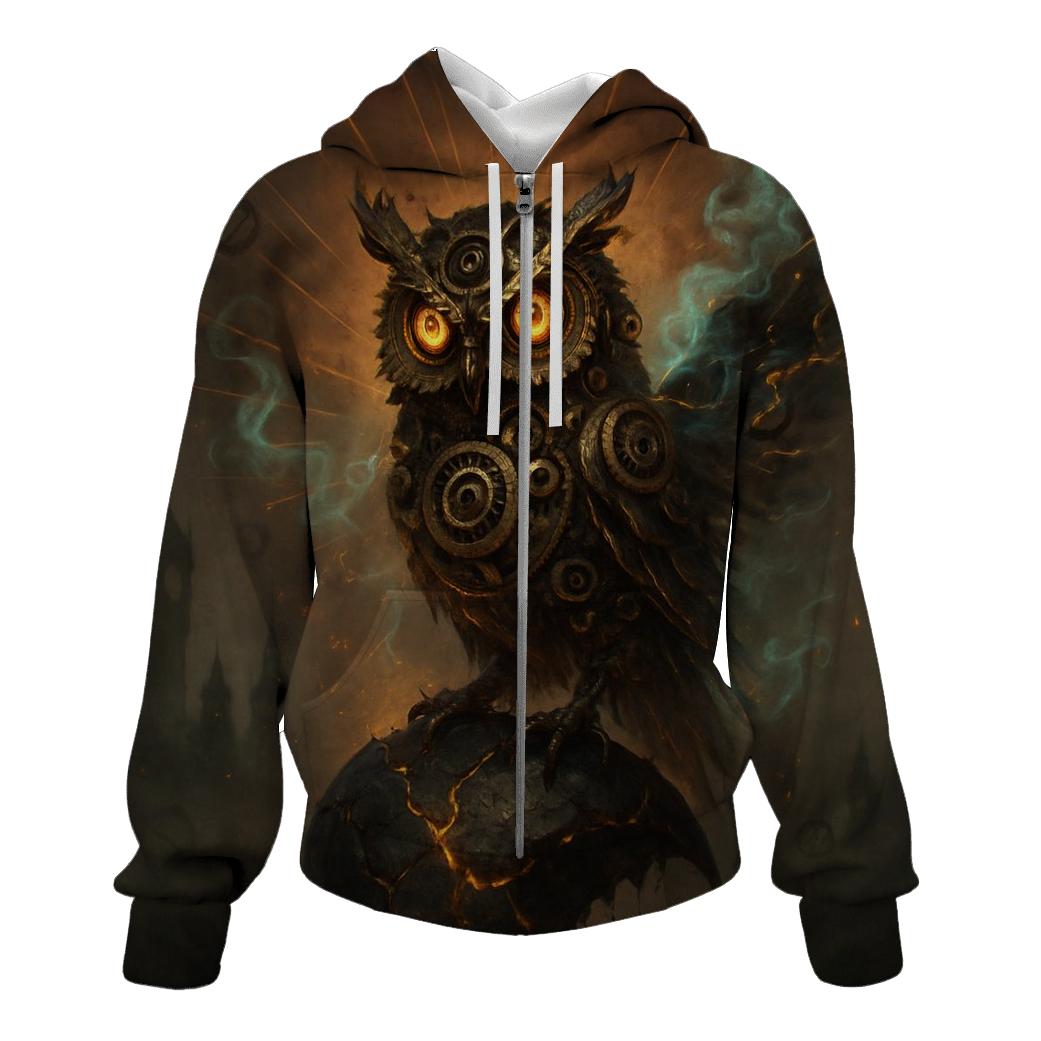 Random Clockwork Owl embroidered hoodies