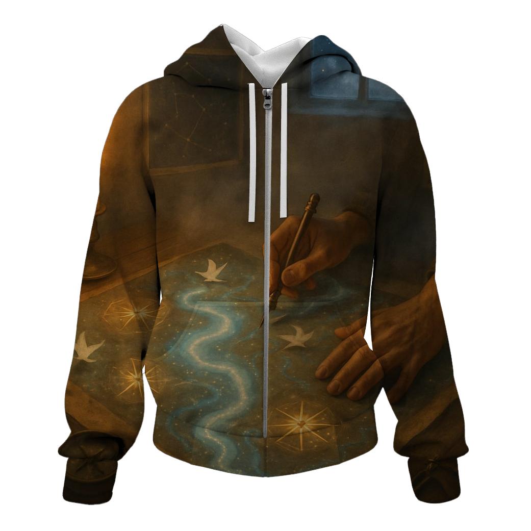 Random Midnight Cartographer printed hoodies