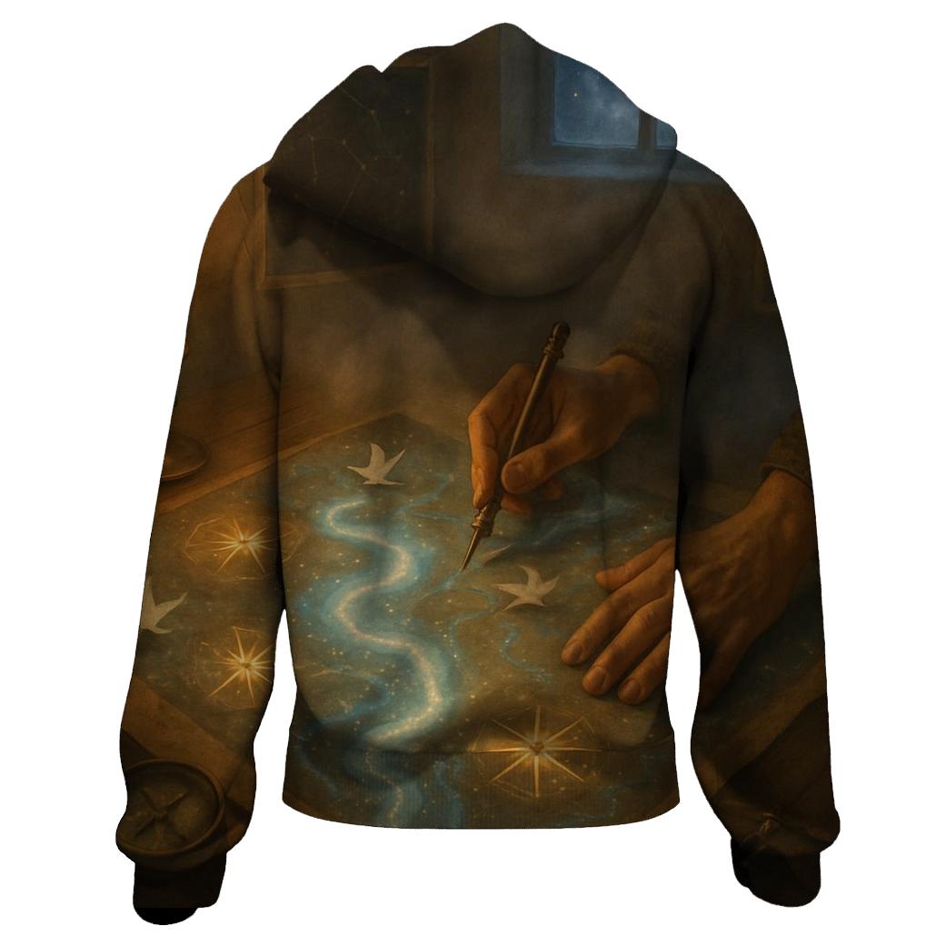 Random Midnight Cartographer printed hoodies