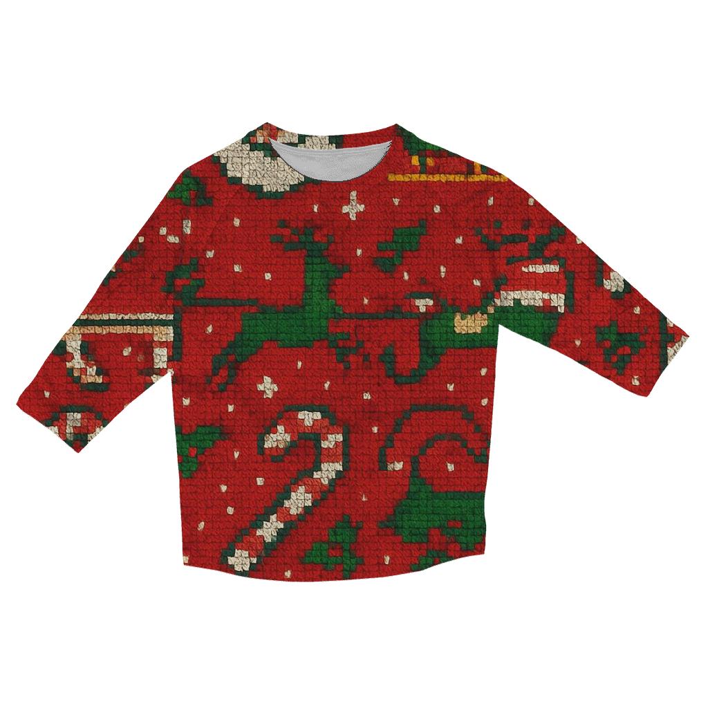 Kitschy Santa Parade Design fashion 3/4 sleeve shirts