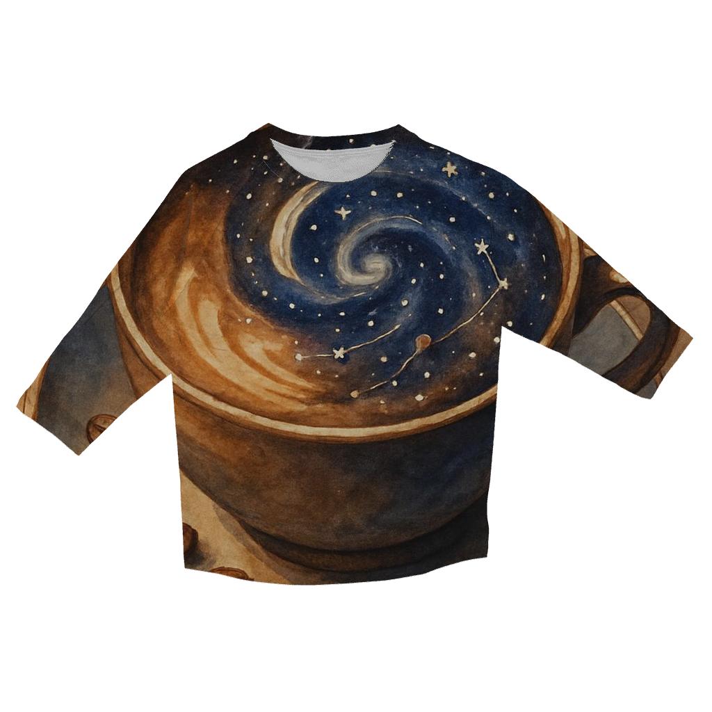 Latte Galaxy Swirl printed three quarter sleeve shirts