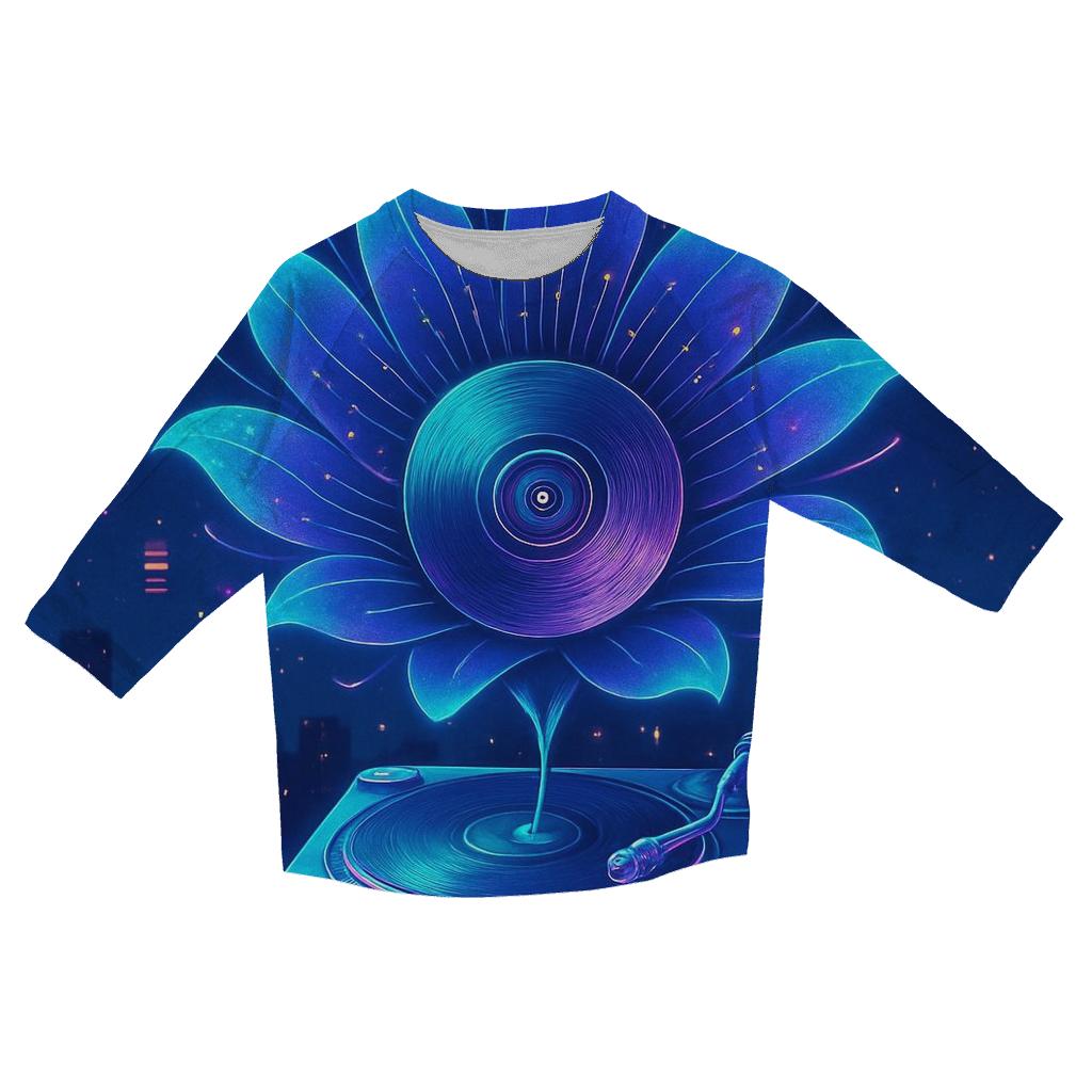 Holographic Turntable Bloom stylish quarter sleeve tops