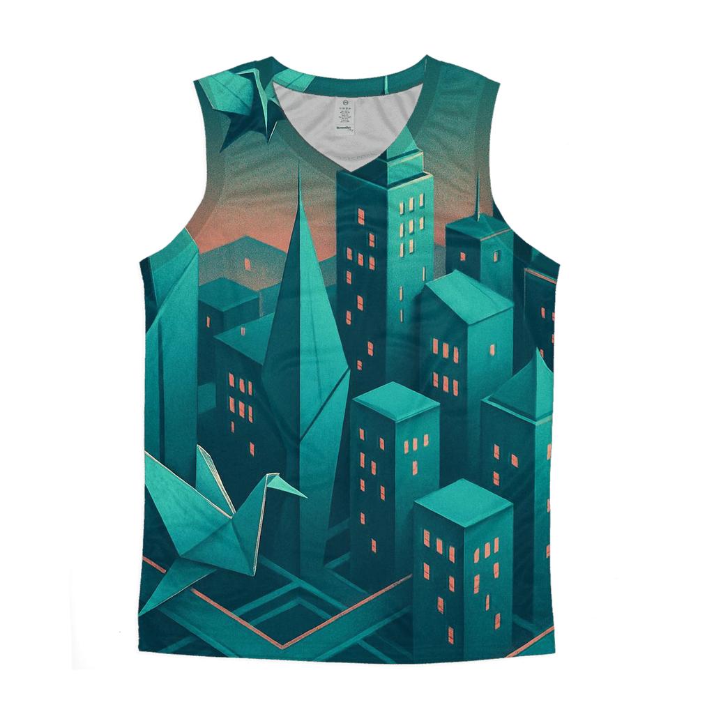 Chromatic Origami City graphic print tank tops