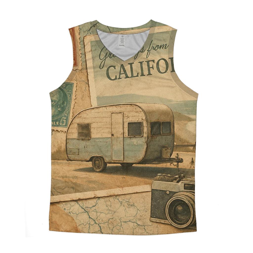 Sepia Roadtrip Postcard Collage personalized athletic tanks