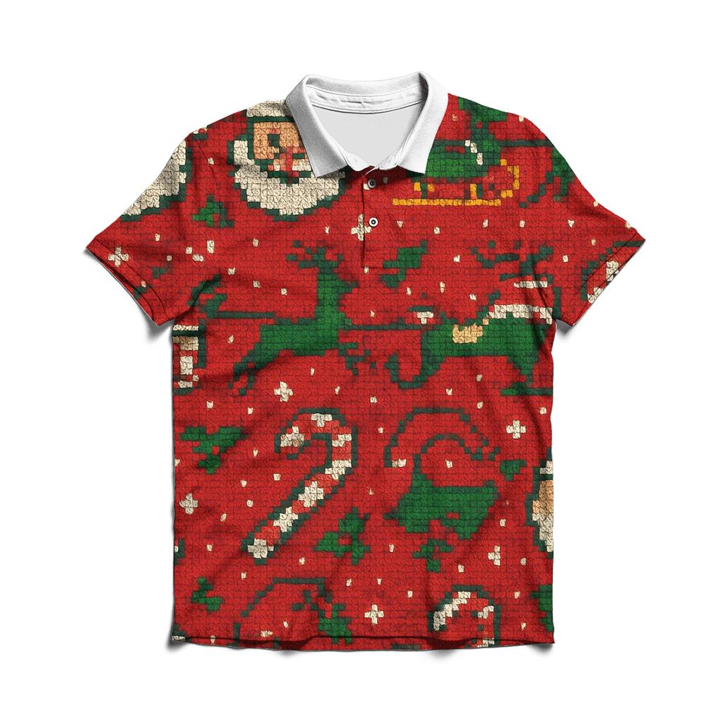 Kitschy Santa Parade Design branded logo polo shirts