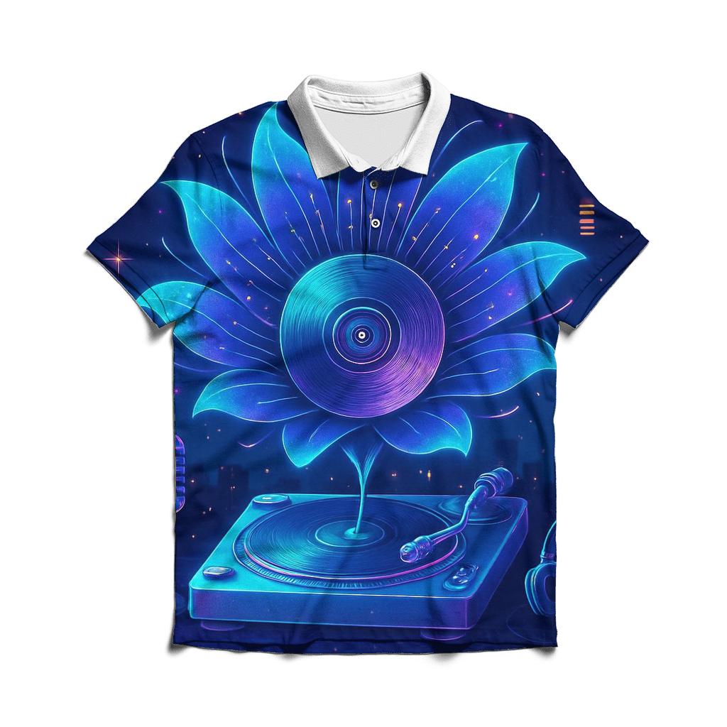 Holographic Turntable Bloom premium cotton polo shirts