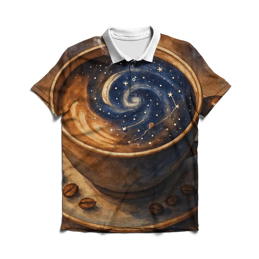 Latte Galaxy Swirl premium cotton polo shirts