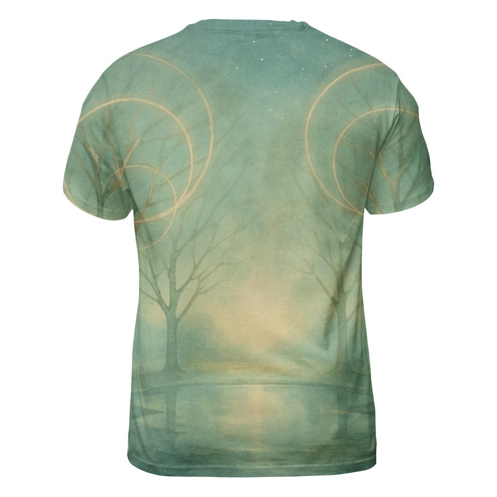 Luminous Grove vibrant all-over design tees