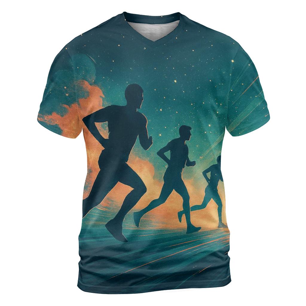 Nebula Marathon vibrant all-over design tees