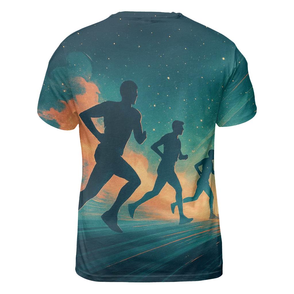 Nebula Marathon vibrant all-over design tees