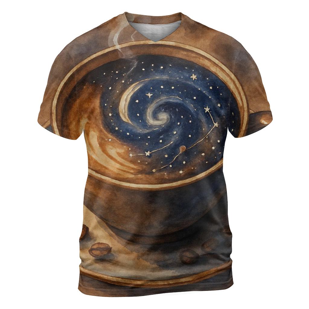 Latte Galaxy Swirl vibrant all-over design tees