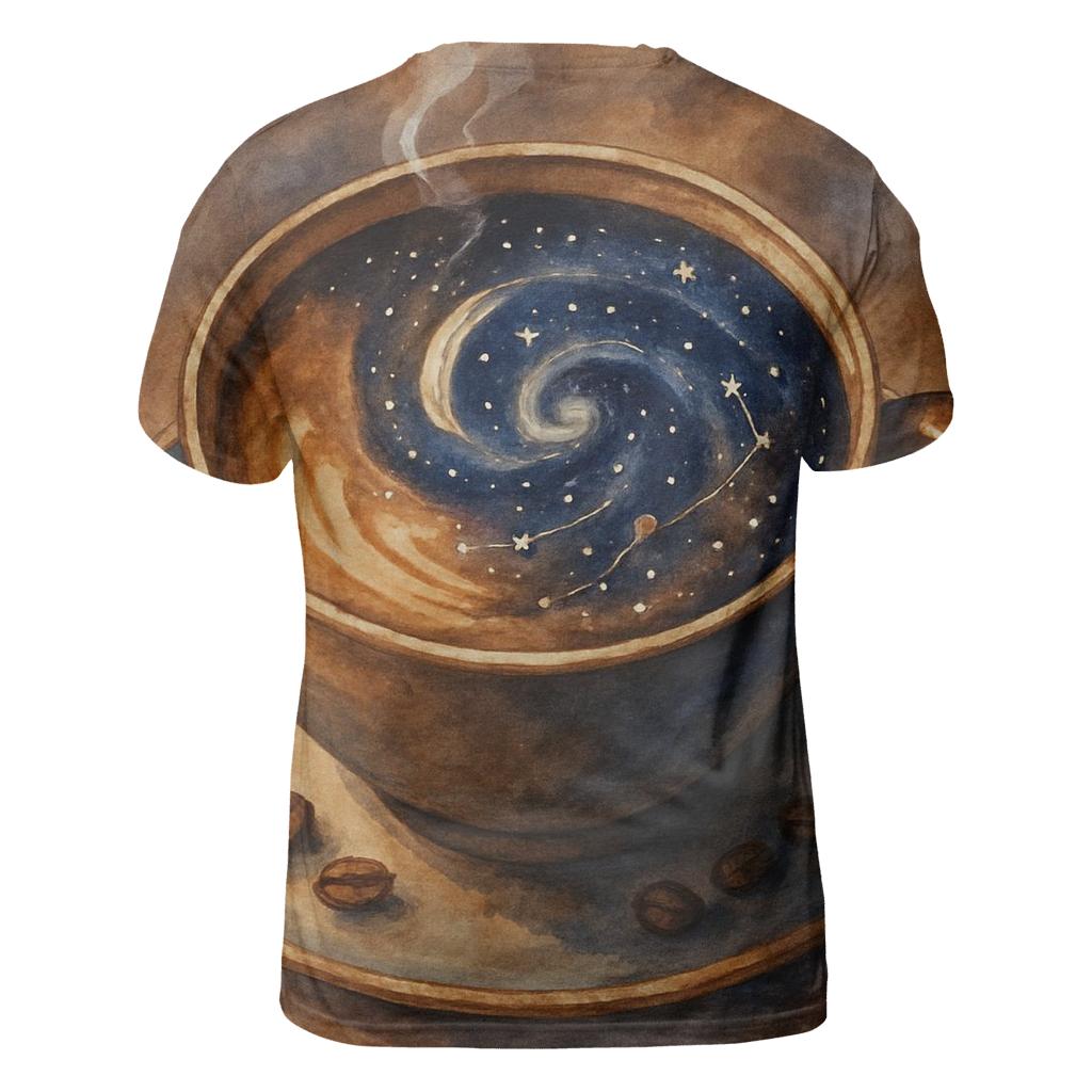 Latte Galaxy Swirl vibrant all-over design tees