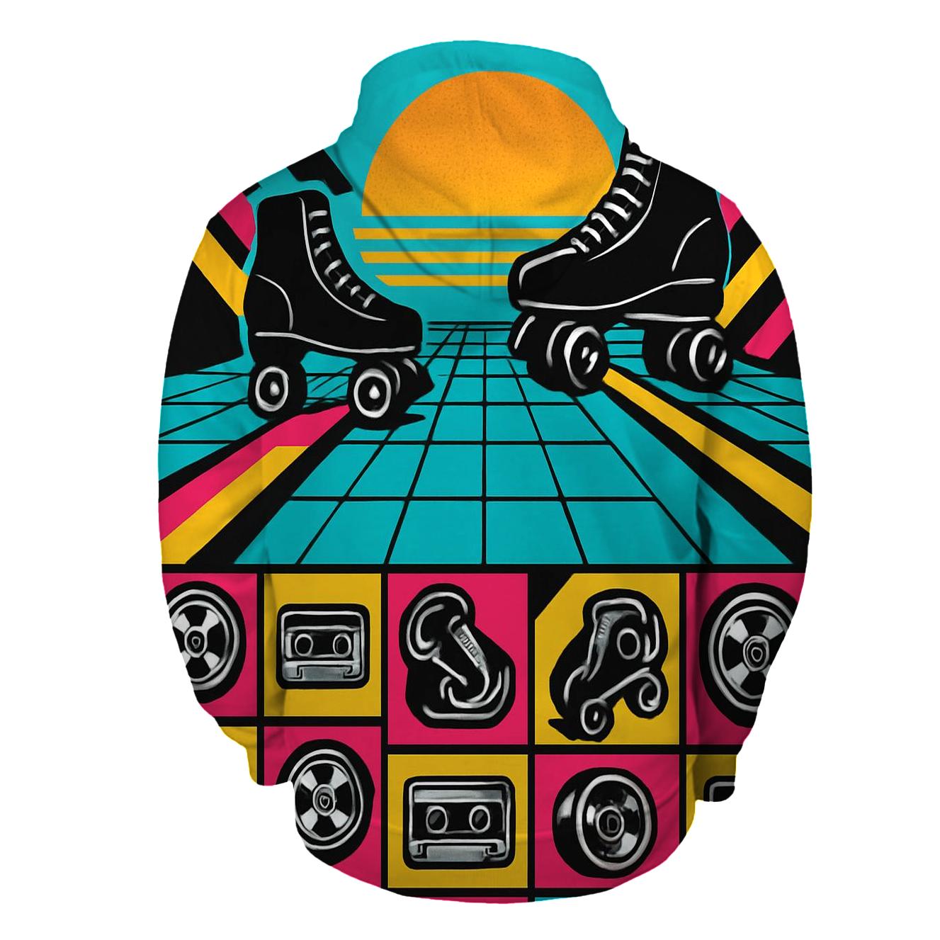 Neon Roller Rink Mosaic lightweight hoodies