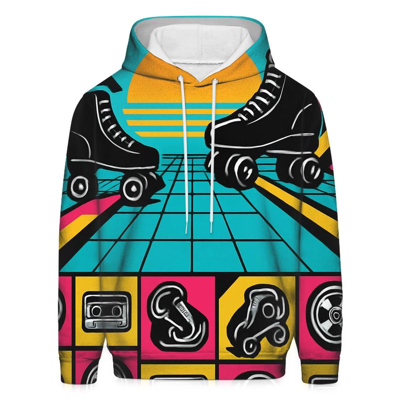Neon Roller Rink Mosaic lightweight hoodies