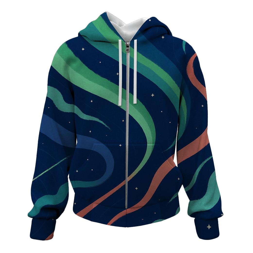 Auroral Jet Tapestry zip-up hoodies
