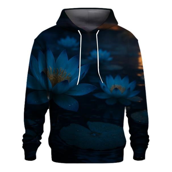 Midnight Teal Lotus Field graphic hoodies