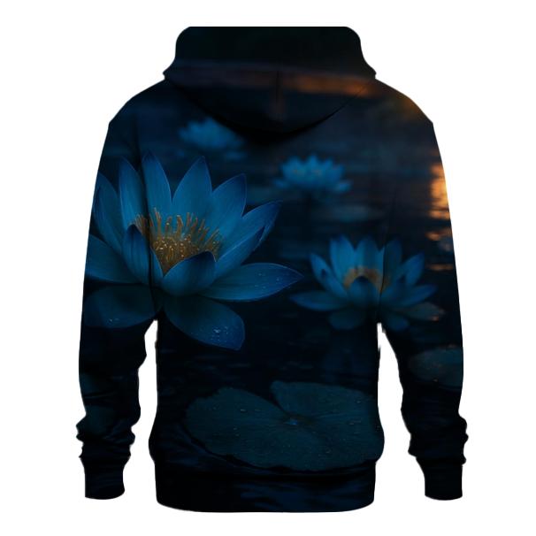 Midnight Teal Lotus Field graphic hoodies