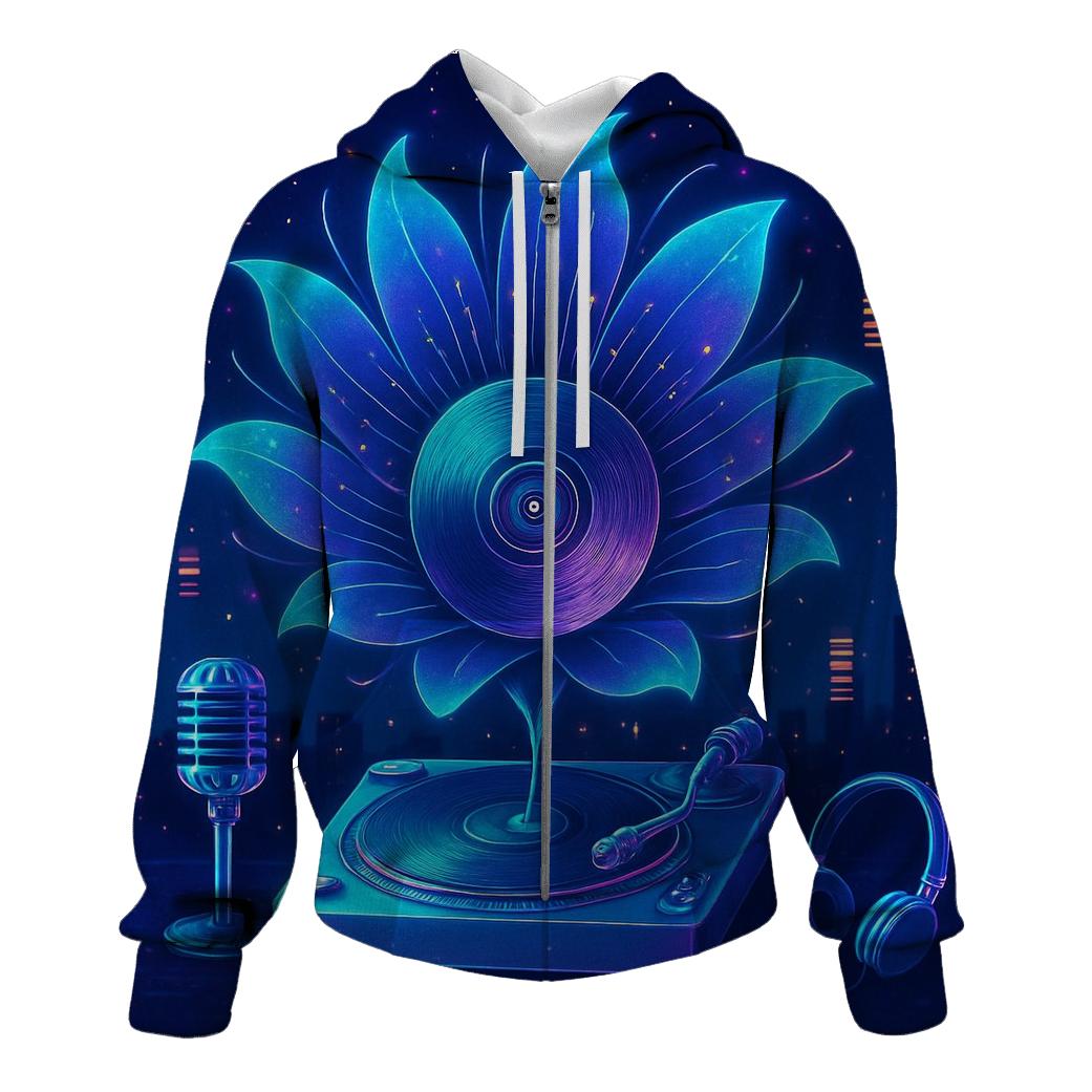 Holographic Turntable Bloom hoodie designs