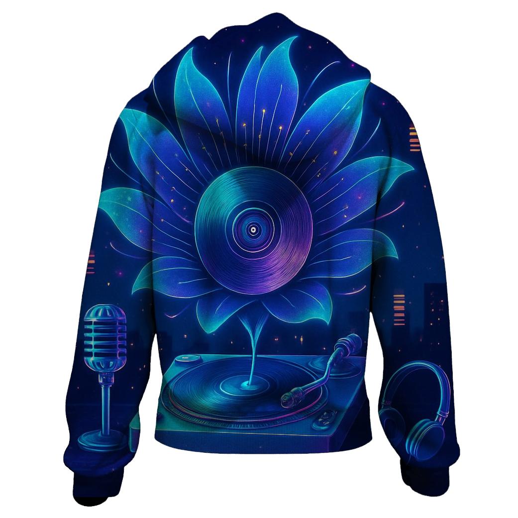 Holographic Turntable Bloom hoodie designs