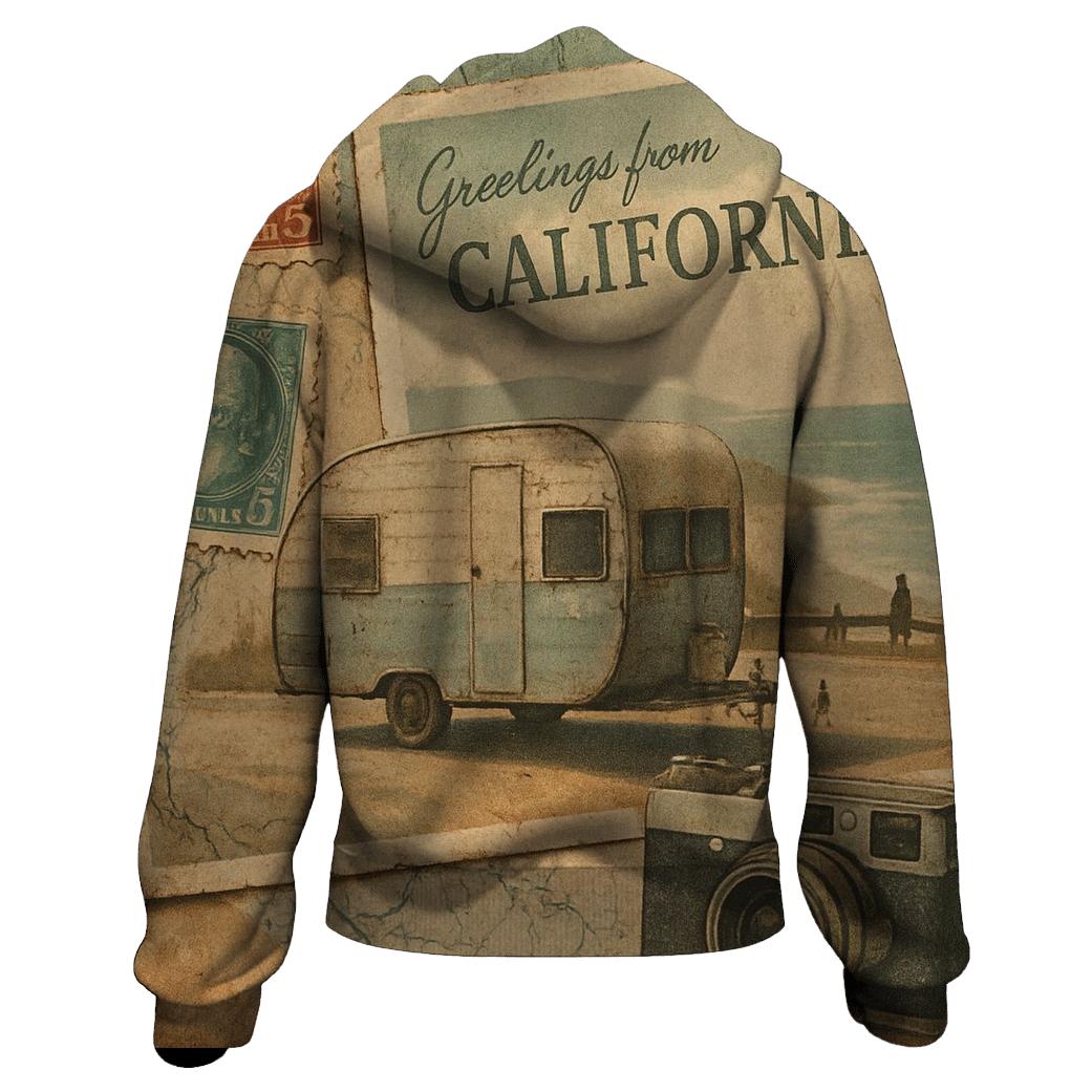 Sepia Roadtrip Postcard Collage graphic hoodies