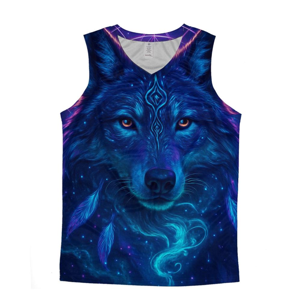 Nebula Sentinel Wolf trendy fitted tank tops
