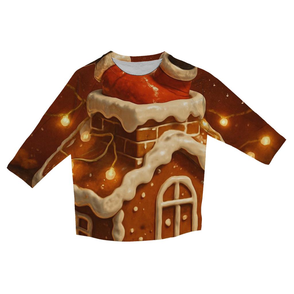 Santa Stuck In Cookie Chimney trendy 3/4 sleeve tops