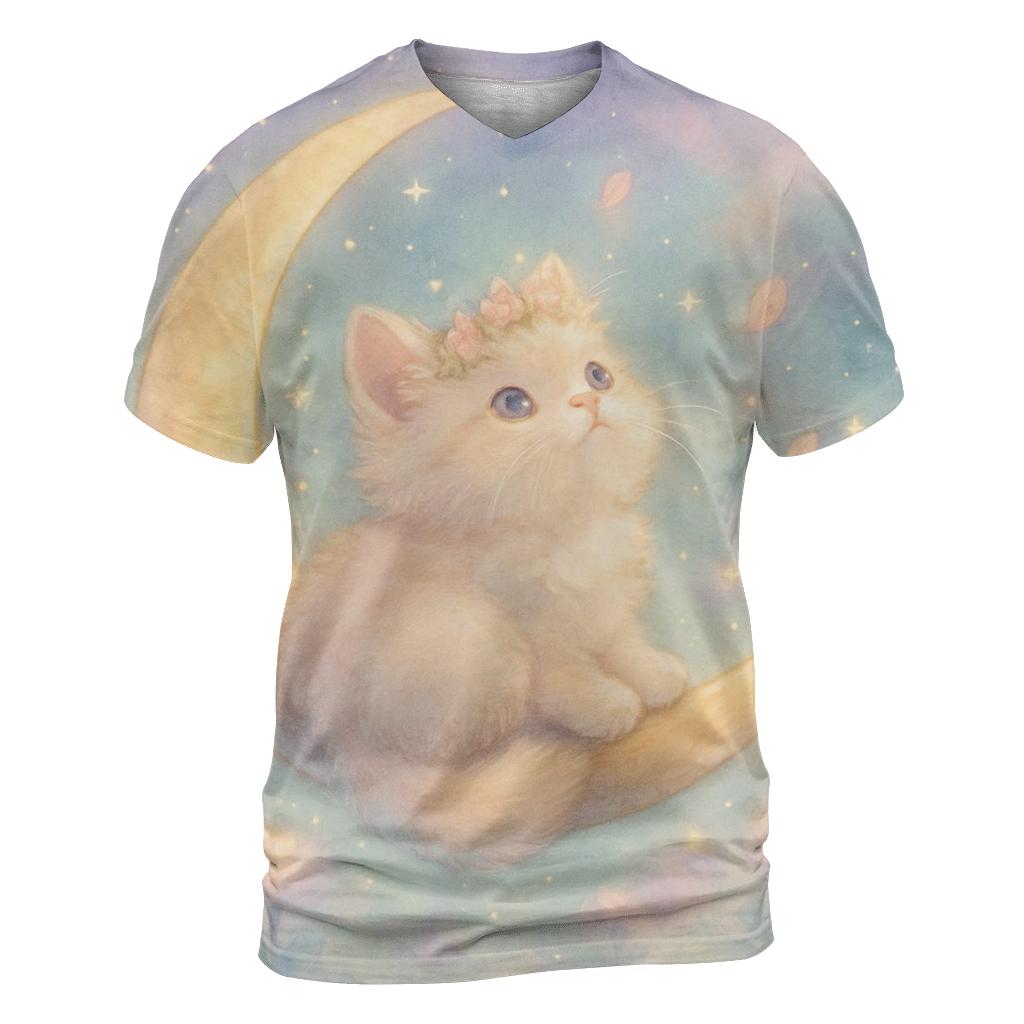Starlight Blossom Kitten creative print fashion shirts