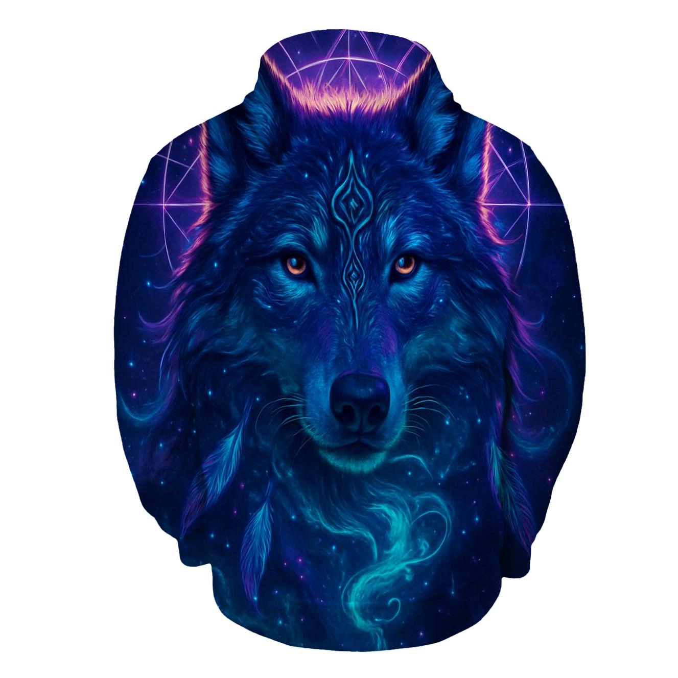 Nebula Sentinel Wolf graphic hoodies