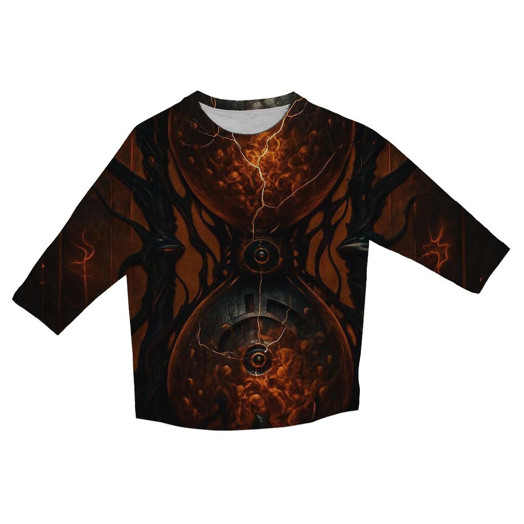 Infernal Clockwork Hourglass printed three quarter sleeve shirts